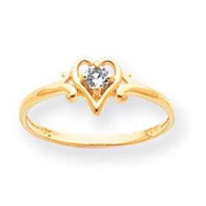  14k Gold Genuine March Birthstone Heart Ring Jewelry