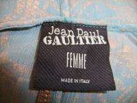 JEAN PAUL GAULTIER FEMME GOLD/AQUA SILK HOODED DRESS/ S  