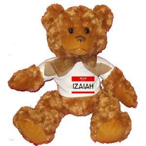  HELLO my name is IZAIAH Plush Teddy Bear with WHITE T 