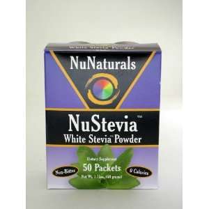  White Stevia Powder(W/Maltodextrin) By Nunaturals, 50 Pkts 