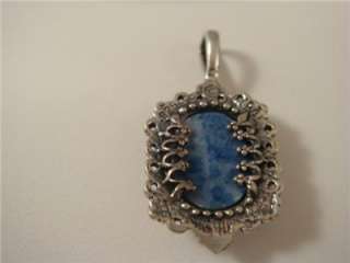 Sterling Silver Pendant/Necklace Blue Stone Retro *WOW*  