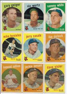1959 Topps, Boston Red Sox, Lot of 32 Different  