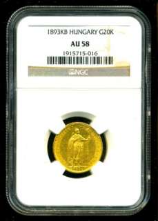 1893 AUSTRIA HUNGARY GOLD COIN 20 KORONA * NGC CERTIF GENUINE & GRADED 