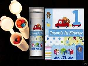 First Birthday party favors personalized candy tube boy  