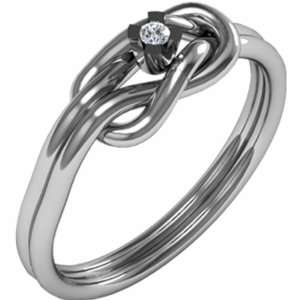  14K White Gold Diamond Love Knot Ring   0.02 Ct. Jewelry