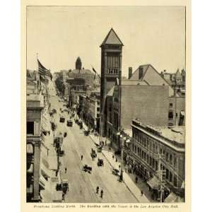  1907 Print Broadway Los Angeles City Hall Tower Horse 