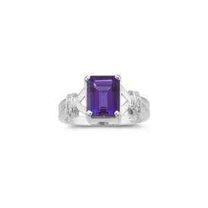  0.01 Cts Diamond & 2.25 Cts Amethyst Ring in 14K White 