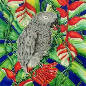  8 X 8 Art Tile   Gray Parrot