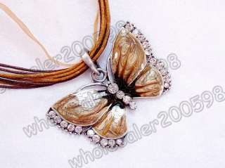 6strands Butterfly Rhinestone Alloy Enamel Necklaces  