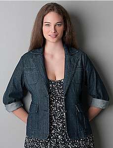 DKNY Jeans Lane Bryant Sandblast Denim Blazer plus size 20 W plus 2X 