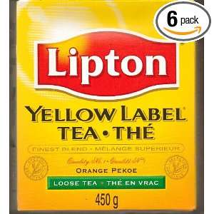 Lipton Yellow Label Orange Pekoe Loose Tea, 1 Pound Boxes (Pack of 6 