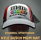 KYLE BUSCH #18 M&M RACING NASCAR HAT, CAP, NEW, ADJUSTABLE CLOSURE+M&M 