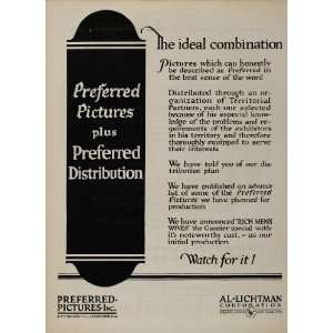  1922 Al Lichtman Preferred Pictures Rich Mens Wives Ad 