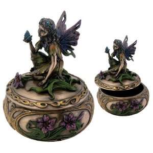  Art Nouveau   Collectible Fairy W/ Butterfly Box Container 