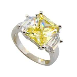  Beautiful Sterling Silver 925 Large Canary Yellow & Clear 