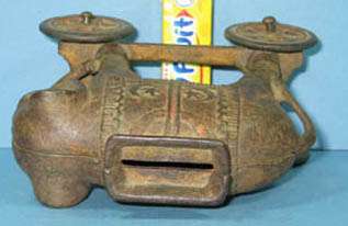 1920s ELEPHANT ON WHEELS OLD CAST IRON BANK GUARANTEED OLD 