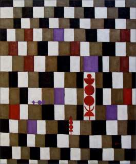  High Q. Hand Painted Oil Painting Repro Paul Klee Chess Game  