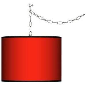  All Red Giclee Swag Style 13 1/2 Wide Plug In Chandelier 
