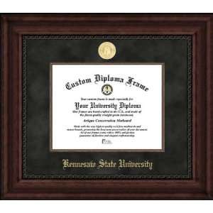 Kennesaw State University Owls   Gold Medallion   Suede Mat   Mahogany 