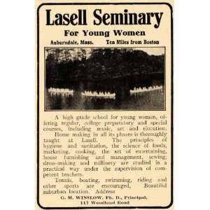 1911 Ad Lasell Seminary For Young Women College School   Original 