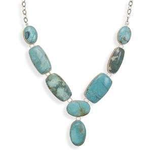  Turquoise Necklace Large 8 Stone Sterling Silver Jewelry