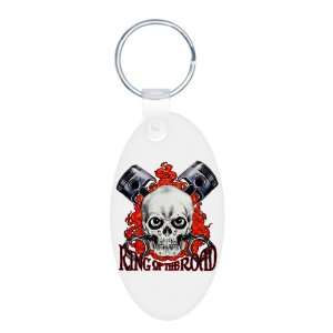  Aluminum Oval Keychain King of the Road Skull Flames and 