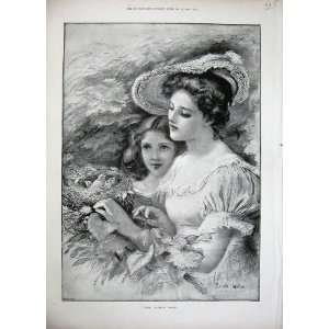   Marcella Walker 1894 Lady Woman Little Girl Birds Nest