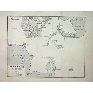   1855 1895 Map Plan Charleston Harbour Island Johnson
