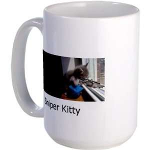 Sniper Kitty Funny Large Mug by   Kitchen 