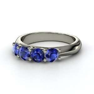  On the Four Front Ring, Platinum Ring with Sapphire 