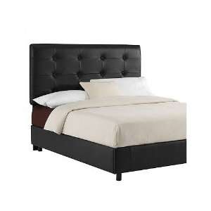   Tufted Leather Bed in Black   California King