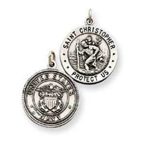    Sterling Silver Reversable US Navy St. Christopher Pendant Jewelry