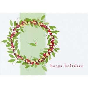  Holly Wreath with Red & White Berries Holiday Cards