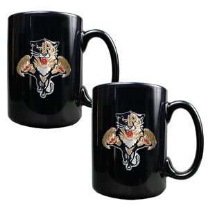 Florida Panthers 2pc Black Ceramic Mug Set  Kitchen 