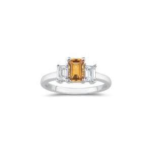  0.33 Cts Diamond & 3.27 Cts Citrine Three Stone Ring in 