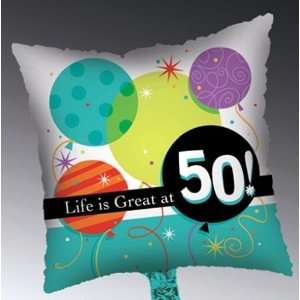  50th. Life Is Great Metallic Balloon Square   Each Toys & Games