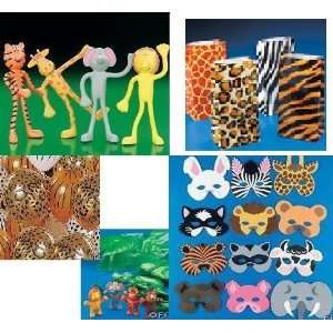 Zoo Animal Party Set   Paratroopers Goody Bag Balloons Masks Bendable 