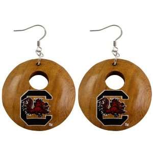   South Carolina Gamecocks Round Wooden Earrings