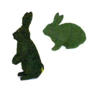    Green Piece Wire Art Moss Covered Rabbit Topiary