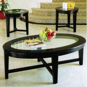  3pc Coffee Table and End Tables Set with Glass Top in 