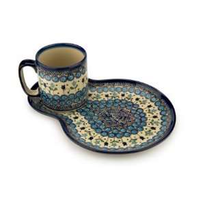    Polish Pottery Savannah Breakfast Plate with Mug
