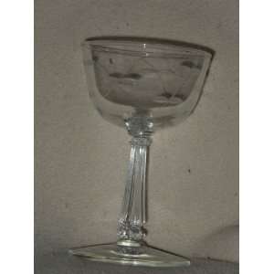 Princess House Small Dessert Stemware. Etched Leafs 5