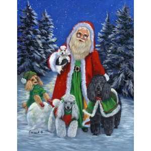  Poodle Santa Christmas Greeting Cards