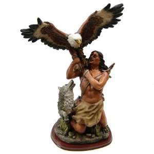  Native American Indian with Eagle Statue