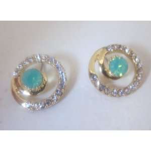  Fashion Earring Circle Shape with Light Blue Stone E0205 