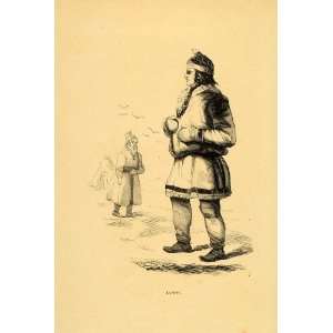  1844 Engraving Costume Lapp Laplander Lapland Sami Man 