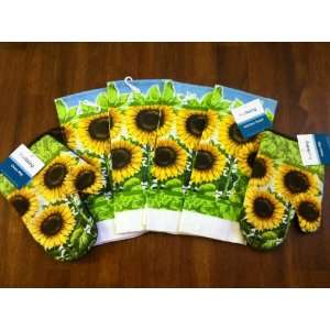  6 Piece Set of Super Cute Sunflower Kitchen Towels and 