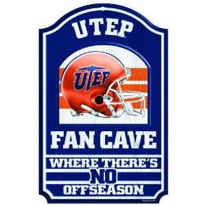  NCAA Texas El Paso Miners 11 by 17 Inch Fan Cave Wood Sign 