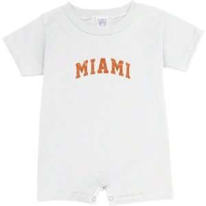 Miami Hurricanes White Outline Distressed Baby Romper  