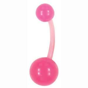  14 Gauge 3/8 Pink Flexible PTFE Acrylic UV Curved Barbell 